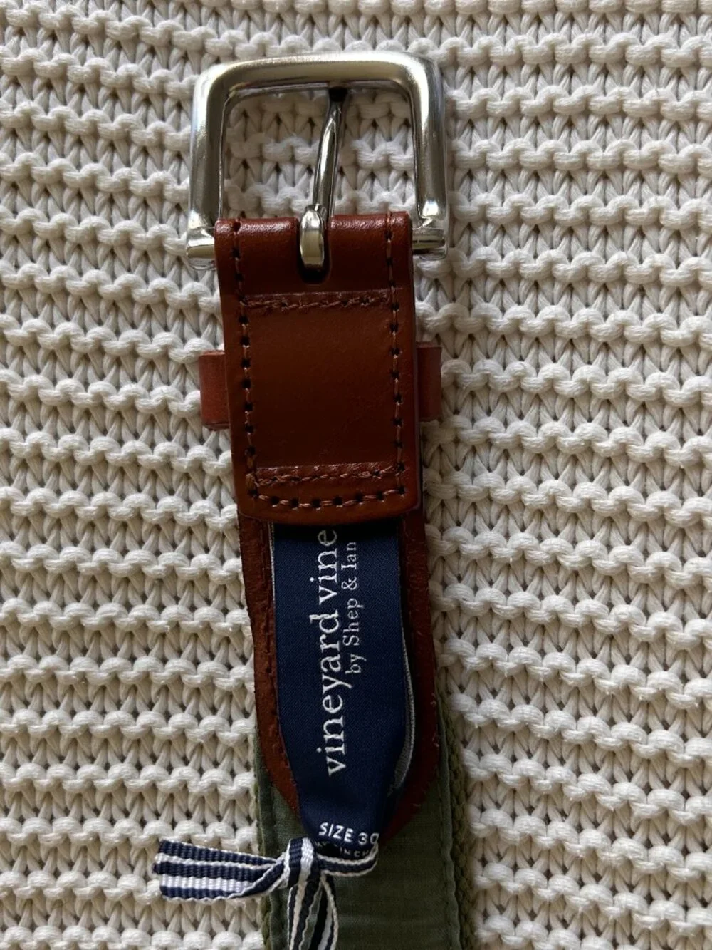 Vineyard Vines | Marine Olive Belt w/ Sharks | Size 30 Boys | NWT + Box